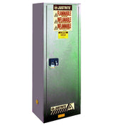 Justrite Sure-Grip Ex Slimline Flammable Safety Cabinet - Cap. 22 Gallons - 3 Shelves - 1 S/C Door - Gray - 892223