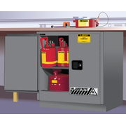 Justrite Sure-Grip Ex Undercounter Flammable Safety Cabinet - Cap. 22 Gallons - 1 Shelf - 2 M/C Doors - Gray - 892303