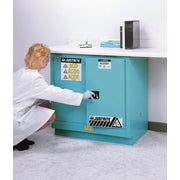 Justrite Sure-Grip Ex Undercounter Corrosives/Acid Stl Safety Cabinet - Cap. 22 Gal. - 1 Shlf - 2 S/C Drs - Blu. Steel - 892322