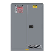 Justrite Sure-Grip Ex Flammable Safety Cabinet - Cap. 45 Gallons - 2 Shelves - 2 Manual-Close Doors - Gray - 894503