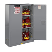 Justrite Sure-Grip Ex Flammable Safety Cabinet - Cap. 45 Gallons - 2 Shelves - 2 Self-Close Doors - Gray - 894523