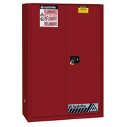 Justrite Sure-Grip Ex Flammable Safety Cabinet - Cap. 45 Gallons - 2 Shelves - 1 Bi-Fold S/C Door - Red - 894581