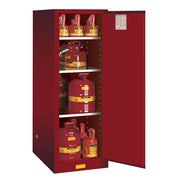 Justrite Sure-Grip Ex Deep Slimline Flammable Safety Cabinet - Cap. 54 Gallons - 3 Shelves - 1 M/C Door - Red - 895401