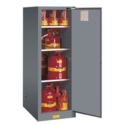 Justrite Sure-Grip Ex Deep Slimline Flammable Safety Cabinet - Cap. 54 Gallons - 3 Shelves - 1 S/C Door - Gray - 895423