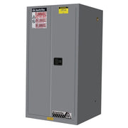 Justrite Sure-Grip Ex Flammable Safety Cabinet - Cap. 60 Gallons - 2 Shelves - 2 Manual-Close Doors - Gray - 896003
