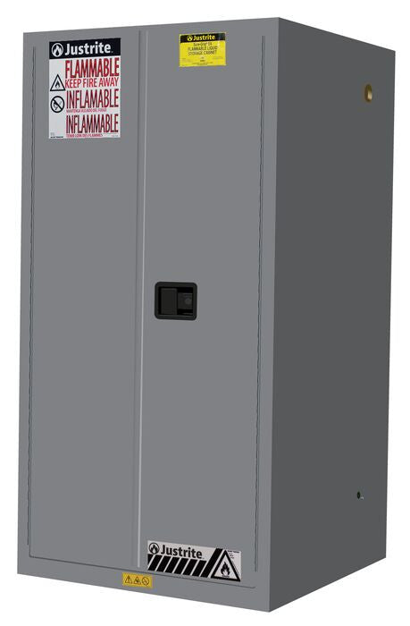 Justrite Sure-Grip Ex Flammable Safety Cabinet - Cap. 60 Gallons - 2 Shelves - 2 Manual-Close Doors - Gray - 896003