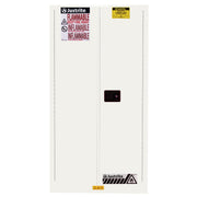 Justrite Sure-Grip Ex Flammable Safety Cabinet - Cap. 60 Gallons - 2 Shelves - 2 Self-Close Doors - White - 896025