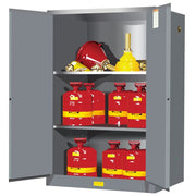 Justrite Sure-Grip Ex Flammable Safety Cabinet - Cap. 90 Gallons - 2 Shelves - 2 Manual-Close Doors - Gray - 899003