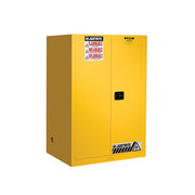 Justrite Sure-Grip Ex Flammable Safety Cabinet - Cap. 90 Gallons - 2 Shelves - 2 Self-Close Doors - Yellow - 899020