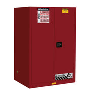 Justrite Sure-Grip Ex Flammable Safety Cabinet - Cap. 90 Gallons - 2 Shelves - 2 Self-Close Doors - Red - 899021
