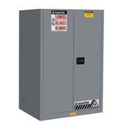 Justrite Sure-Grip Ex Flammable Safety Cabinet - Cap. 90 Gallons - 2 Shelves - 2 Self-Close Doors - Gray - 899023