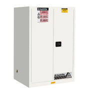 Justrite Sure-Grip Ex Flammable Safety Cabinet - Cap. 90 Gallons - 2 Shelves - 2 Self-Close Doors - White - 899025