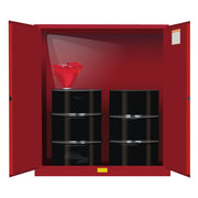 Justrite Sure-Grip Ex Vertical Drum Safety Cabinet And Drum Support - Cap. 110 Gal. - 1 Shlf - 2 M/C Drs - Red. Red - 899101