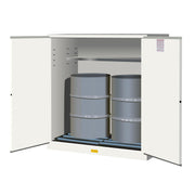 Justrite Sure-Grip Ex Vertical Drum Safety Cabinet And Drum Rollers - Cap. 110 Gal. - 1 Shlf - 2 M/C Drs - Whte. White - 899165