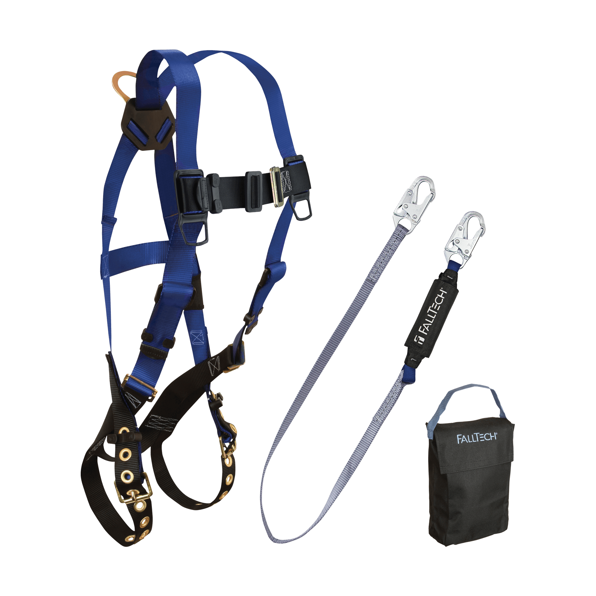 FallTech Harness and Lanyard 3-pc Kit Including Small Storage Bag (7016 8256 5005P) - 9000FW