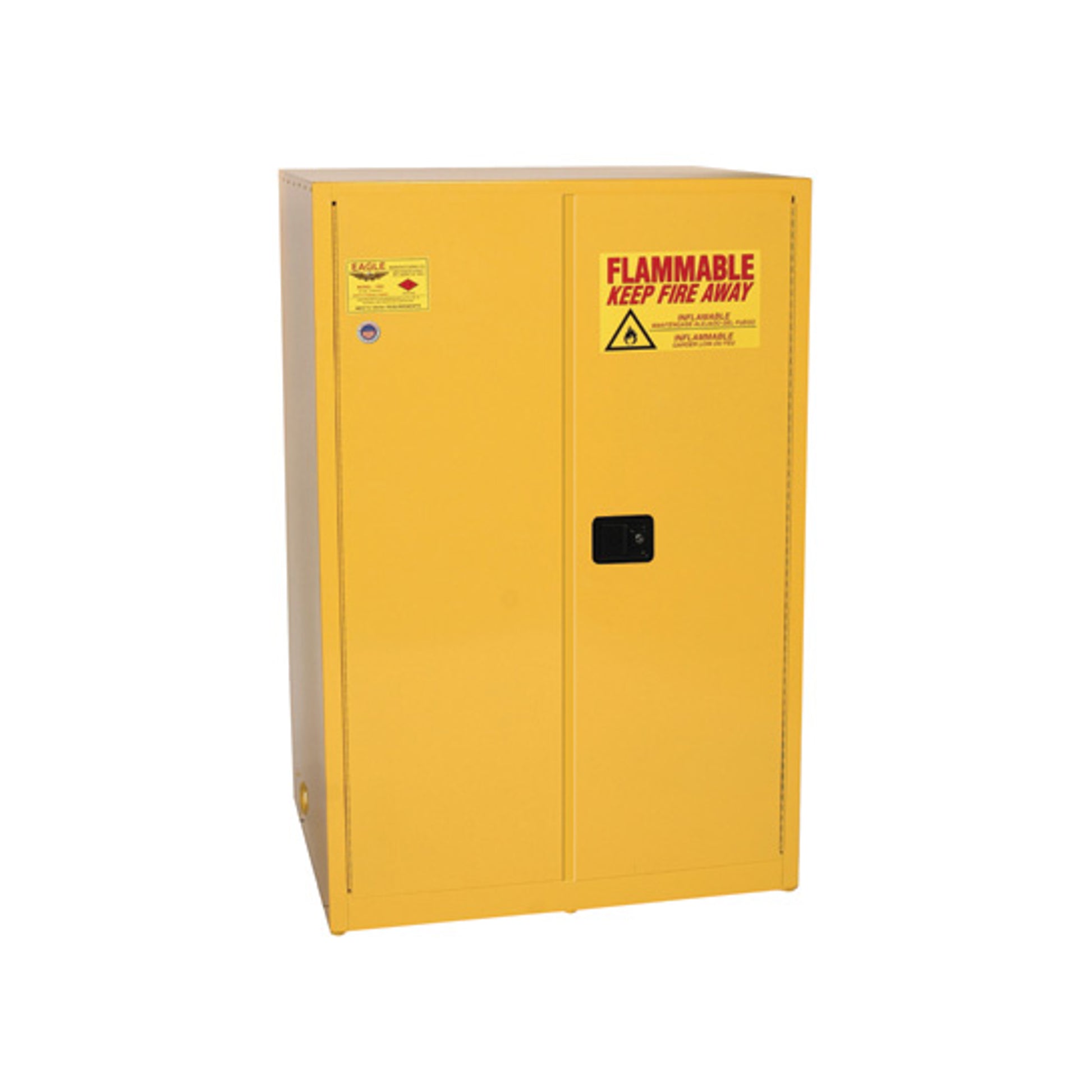 Eagle Flammable Liquid Safety Cabinet - 90 Gallon 2 Shelves - 2 Door - Self Close - Yellow - 9010X