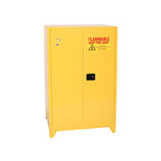 Eagle Tower Safety Cabinet - 90 Gallon - 2 Shelves - 2 Door - Self Close - Yellow - 9010XLEGS