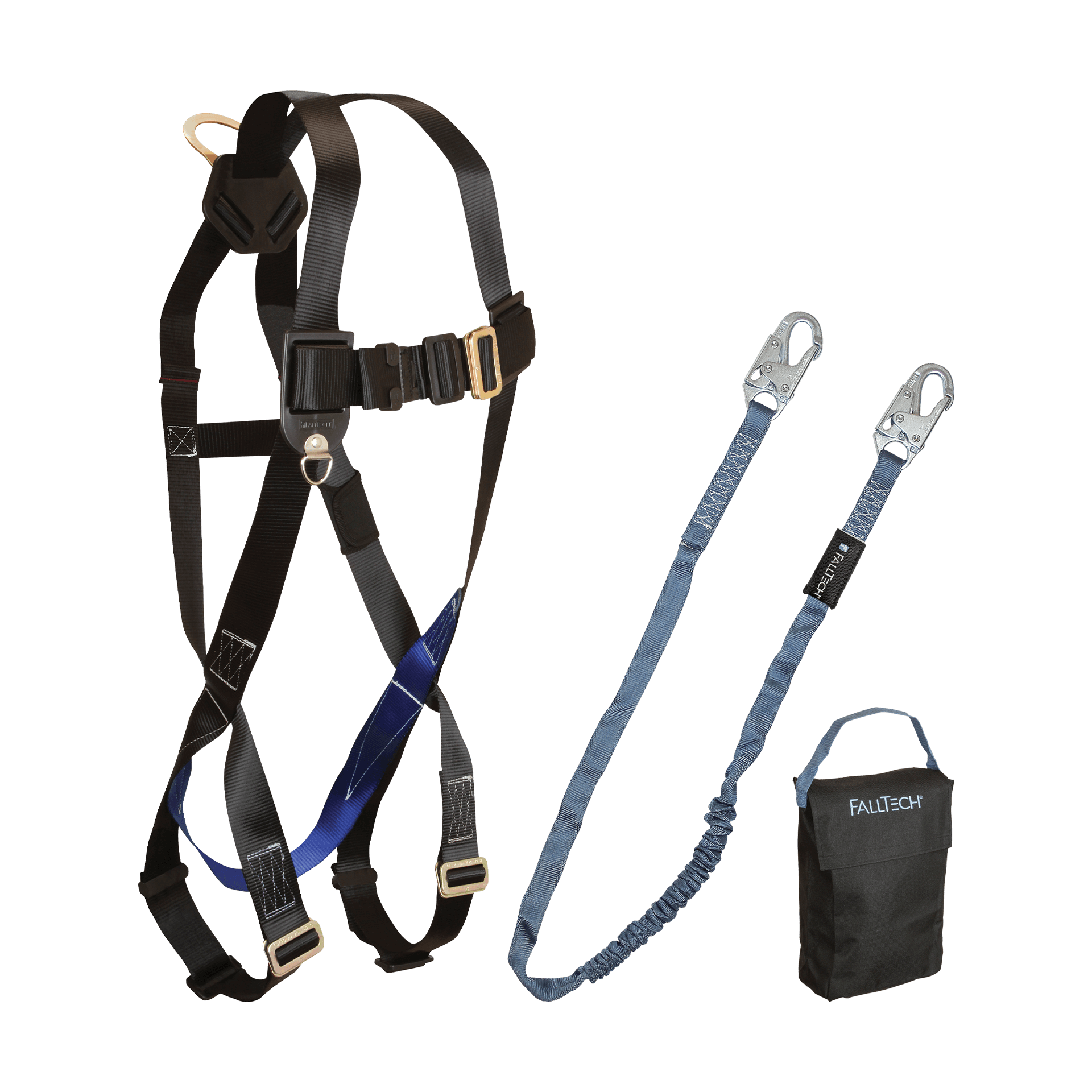 FallTech Harness and Lanyard 3 pc Kit Including Small Storage Bag (7007 8259 5005P) - 9010CP