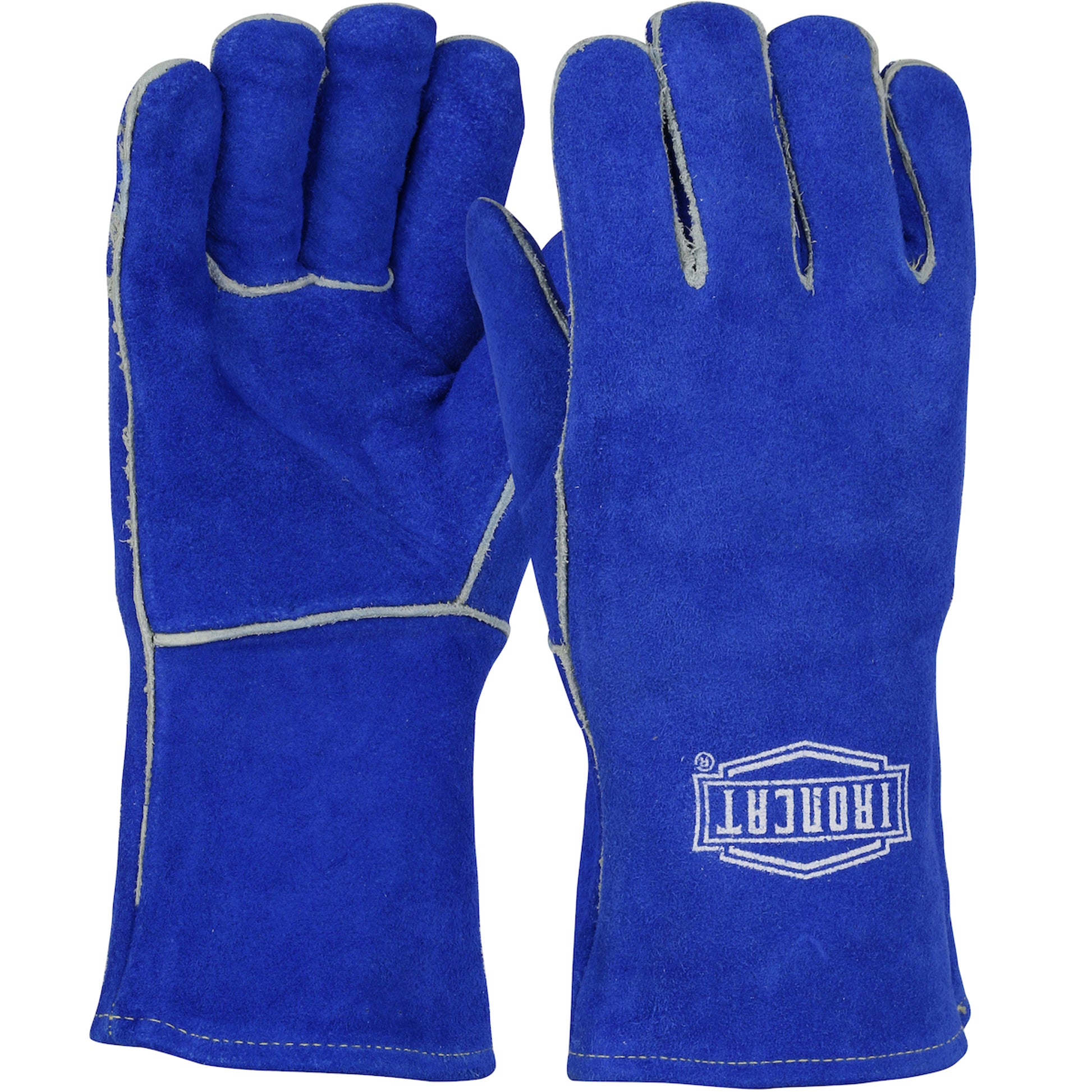 Ironcat Regular Grade Split Cowhide Leather Welder's Glove w/Cotton/Foam Lining & Aramid Stitching - Ladies - Blue - 1/DZ - 330-WC9012L
