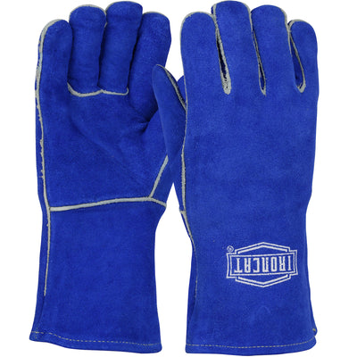 Ironcat Regular Grade Split Cowhide Leather Welder's Glove w/Cotton/Foam Lining & Aramid Stitching - Ladies - Blue - 1/DZ - 330-WC9012L