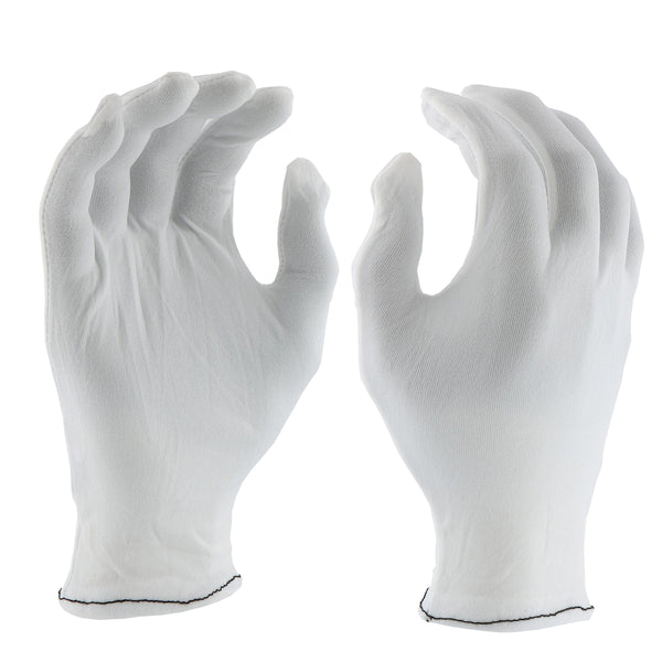 PIP CE Gloves 70 Denier Tricot Inspection Glove w/Rolled Hem Cuff - White - 1/DZ - 330-WC906/M