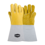 Ironcat Premium Grade Top Grain Elkskin Leather Welder's Glove w/Cotton/Foam Lining & Gauntlet Cuff - Yellow - 6/PR - 9060