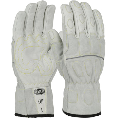 Ironcat Top Grain Buffalo Welding Utility Glove w/DuPont Kevlar Cut Liner & Foam Padded Impact Protection - Gray - 12/PR - 9076