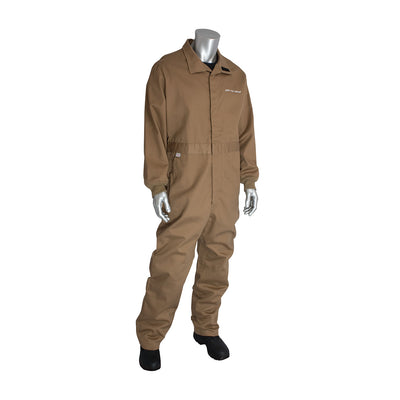 PIP Arc Clothing AR/FR Dual Certified Coverall w/Vented Back - 8 Cal/cm2 - Tan - 1/EA - 9100-2100D