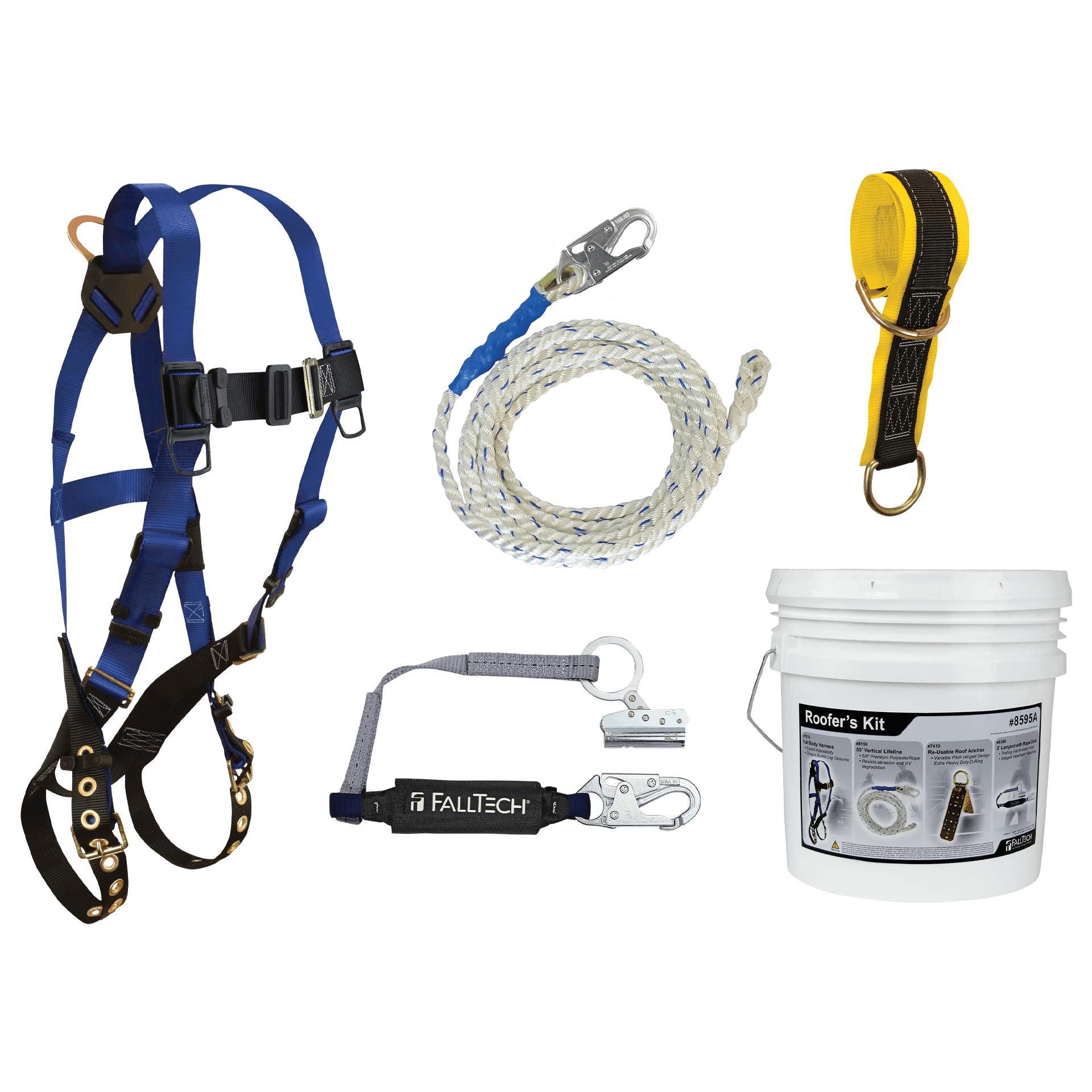 FallTech Roofer's Kit with 6' Pass-trough Anchor and Trailing Rope Adjuster - 9103JK