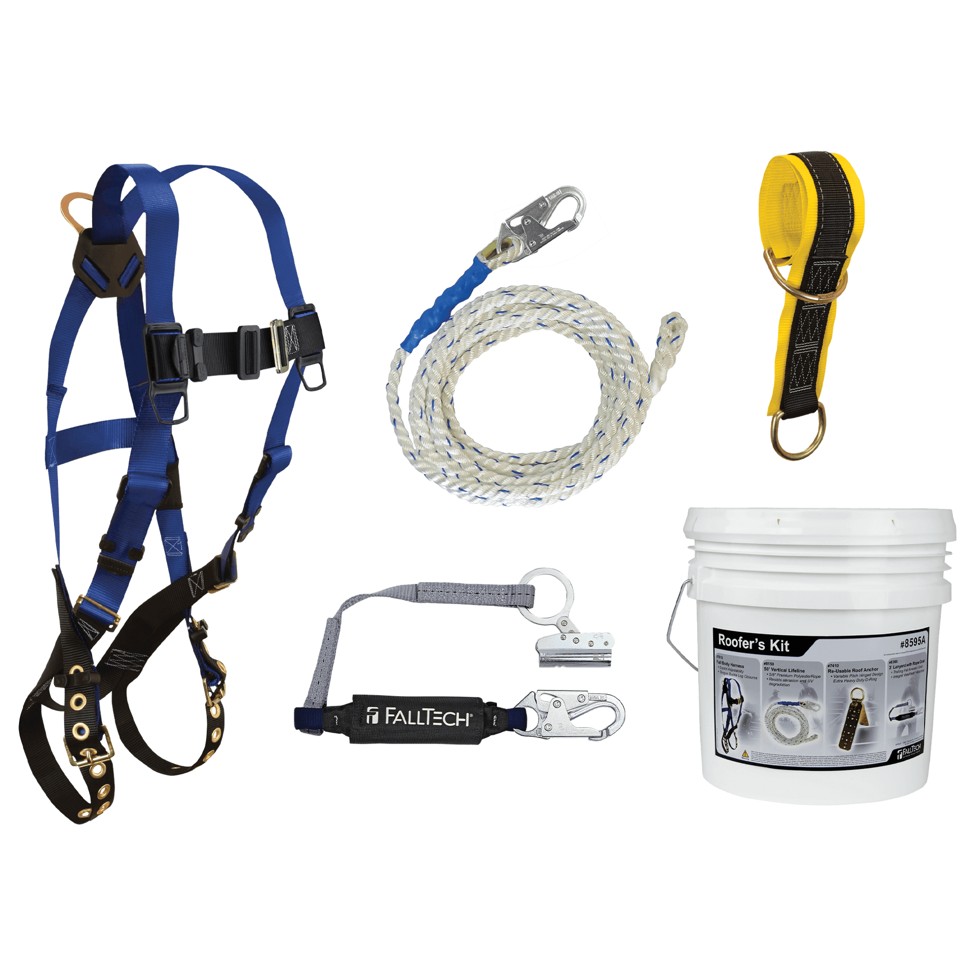 FallTech Roofer's Kit with 6' Pass-trough Anchor and Trailing Rope Adjuster - 9103JK