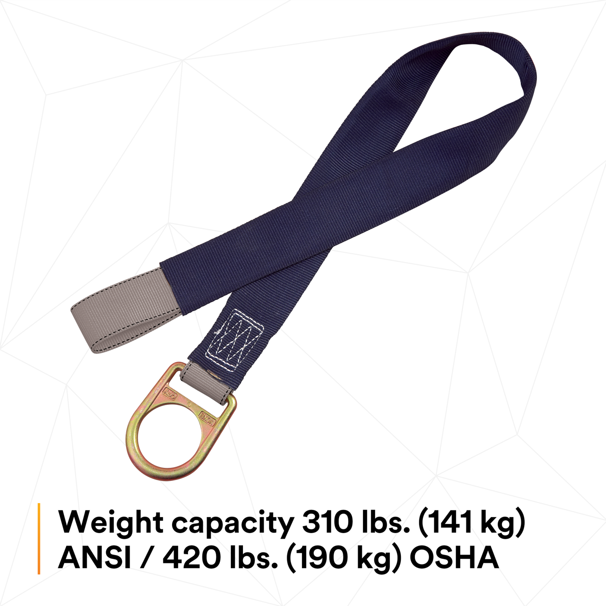 3M DBI-SALA Pass-Thru Web Concrete Strap Anchor with D-Ring - Polyester - 3.5 ft - 2100050