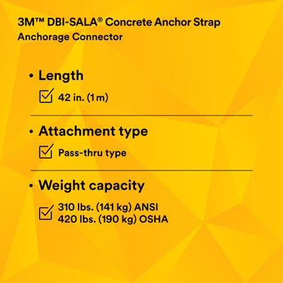 3M DBI-SALA Pass-Thru Web Concrete Strap Anchor with D-Ring - Polyester - 3.5 ft - 2100050