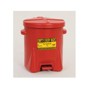 Eagle Poly Oily Waste Can -  6 Gallon - Hands-free Operation - Self Close - Red - 933FL