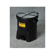 Eagle Poly Oily Waste Can -  6 Gallon - Hands-free Operation - Self Close - Black - 933FLBLK
