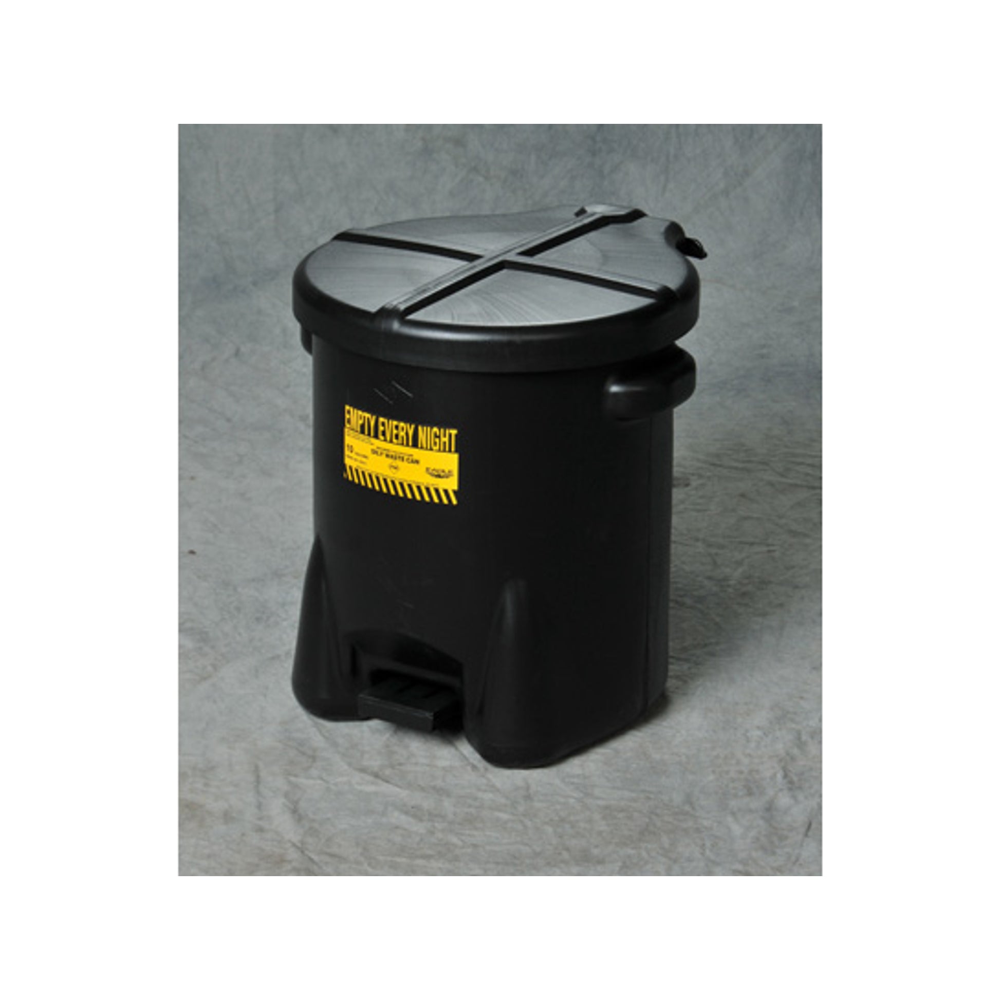 Eagle Poly Oily Waste Can -  10 Gallon - Hands-free Operation - Self Close - Black - 935FLBLK