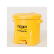 Eagle Poly Oily Waste Can -  10 Gallon - Hands-free Operation - Self Close - Yellow - 935FLY