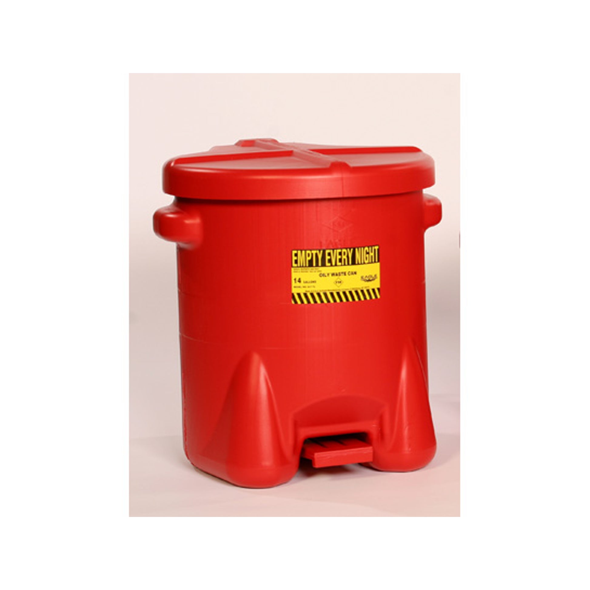 Eagle Poly Oily Waste Can -  14 Gallon - Hands-free Operation - Self Close - Red - 937FL