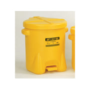 Eagle Poly Oily Waste Can -  14 Gallon - Hands-free Operation - Self Close - Yellow - 937FLY