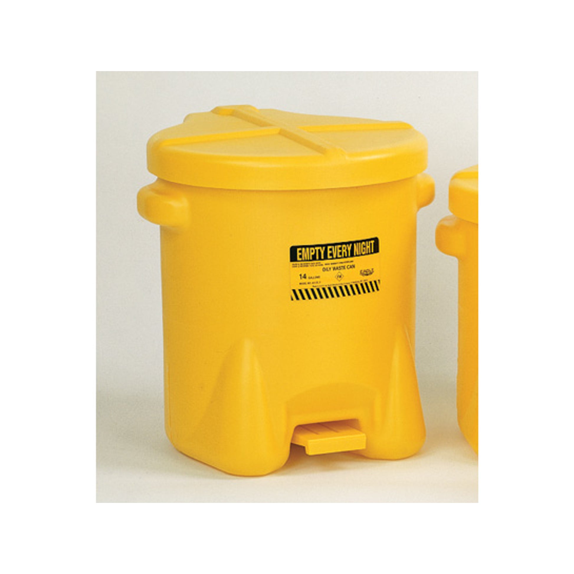 Eagle Poly Oily Waste Can -  14 Gallon - Hands-free Operation - Self Close - Yellow - 937FLY