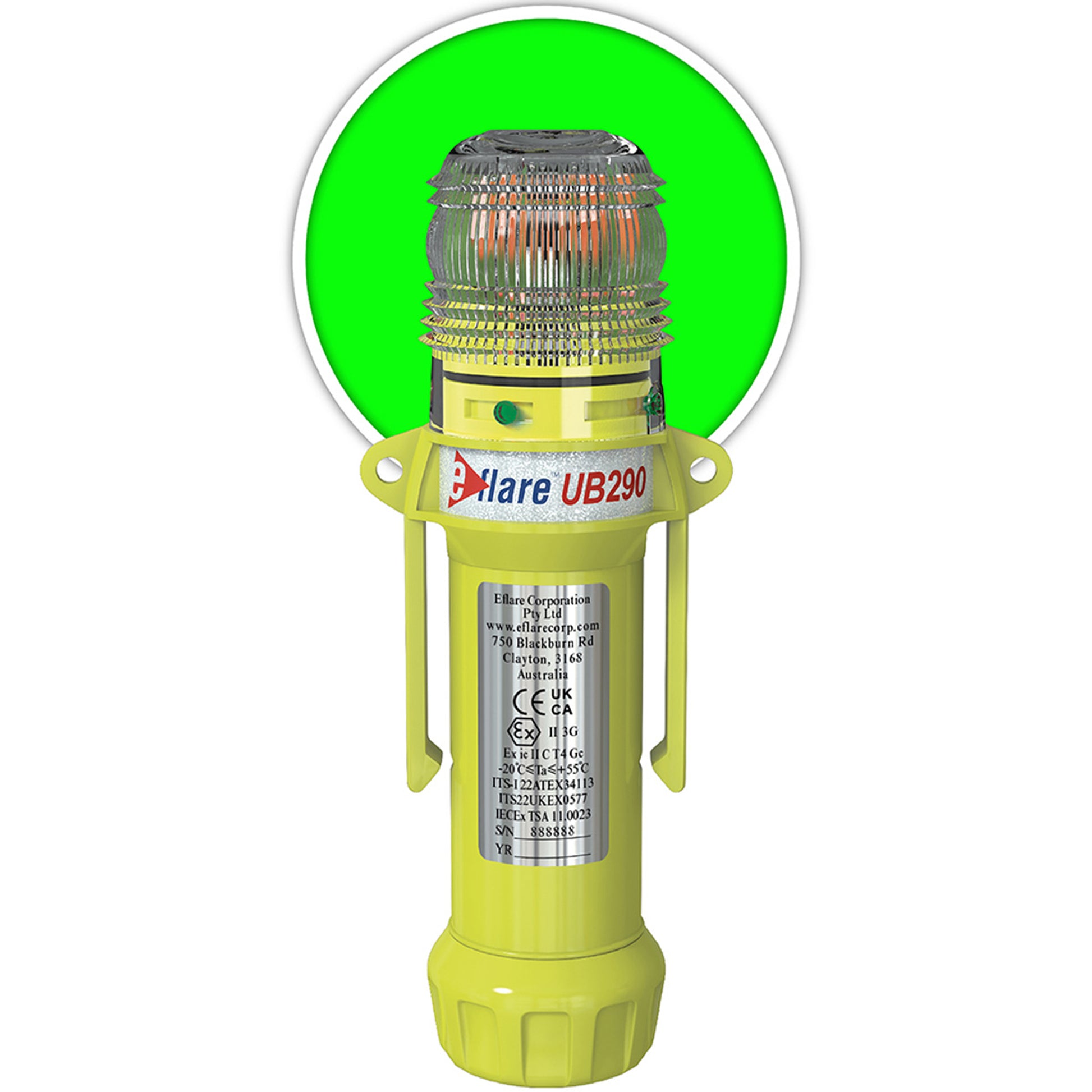 Eflare E-Flare Beacon 8" Safety & Emergency - Flashing / Steady-On Green - - 1/EA - 440-PIP-939-UB290-G