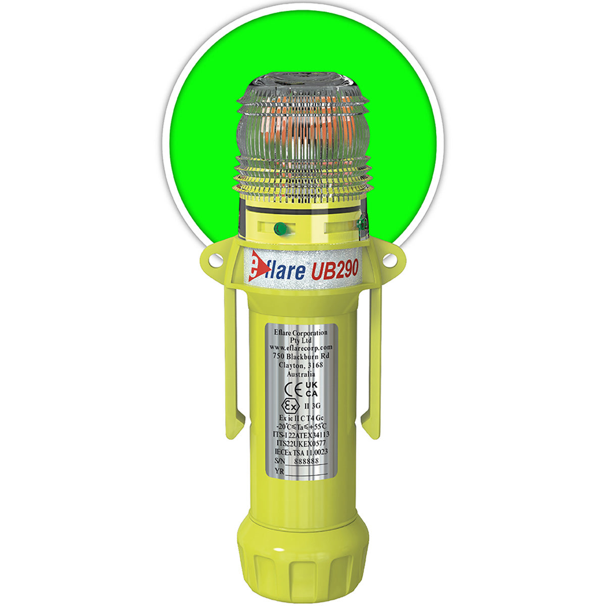 Eflare E-Flare Beacon 8" Safety & Emergency - Flashing / Steady-On Green - - 1/EA - 440-PIP-939-UB290-G
