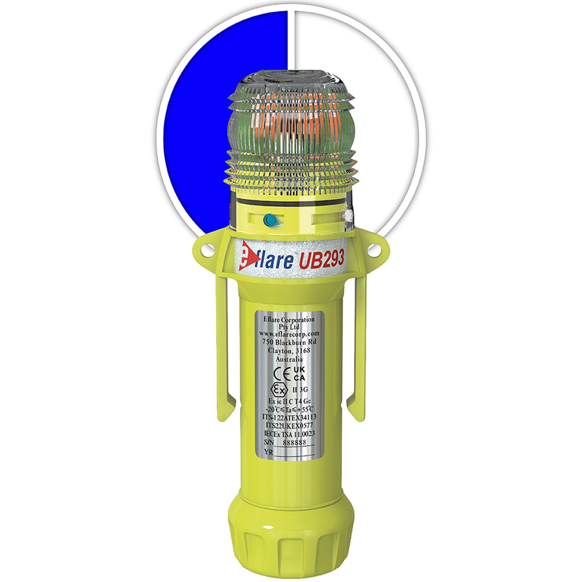Eflare E-Flare Beacon 8" Safety & Emergency - Alternating Blue/White - Blue - 1/EA - 440-PIP-939-UB293-B/W