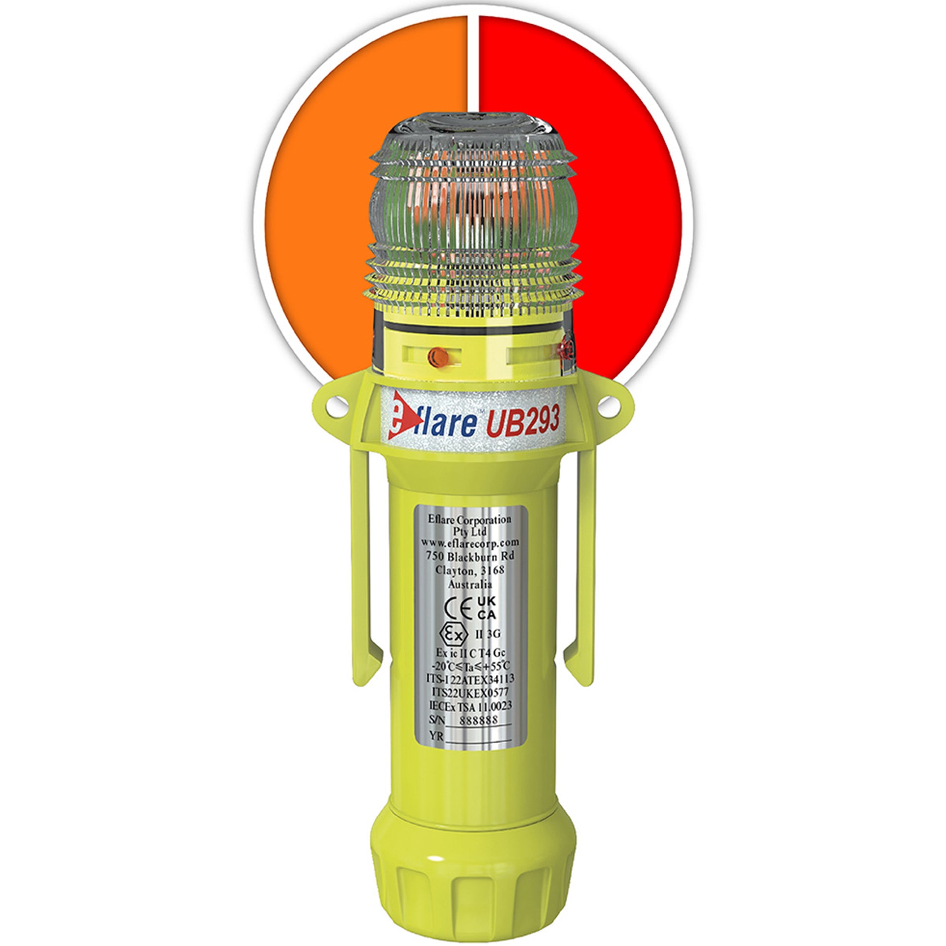 Eflare E-Flare Beacon 8" Safety & Emergency - Alternating Red/Amber - Amber - 1/EA - 440-PIP-939-UB293-R/A