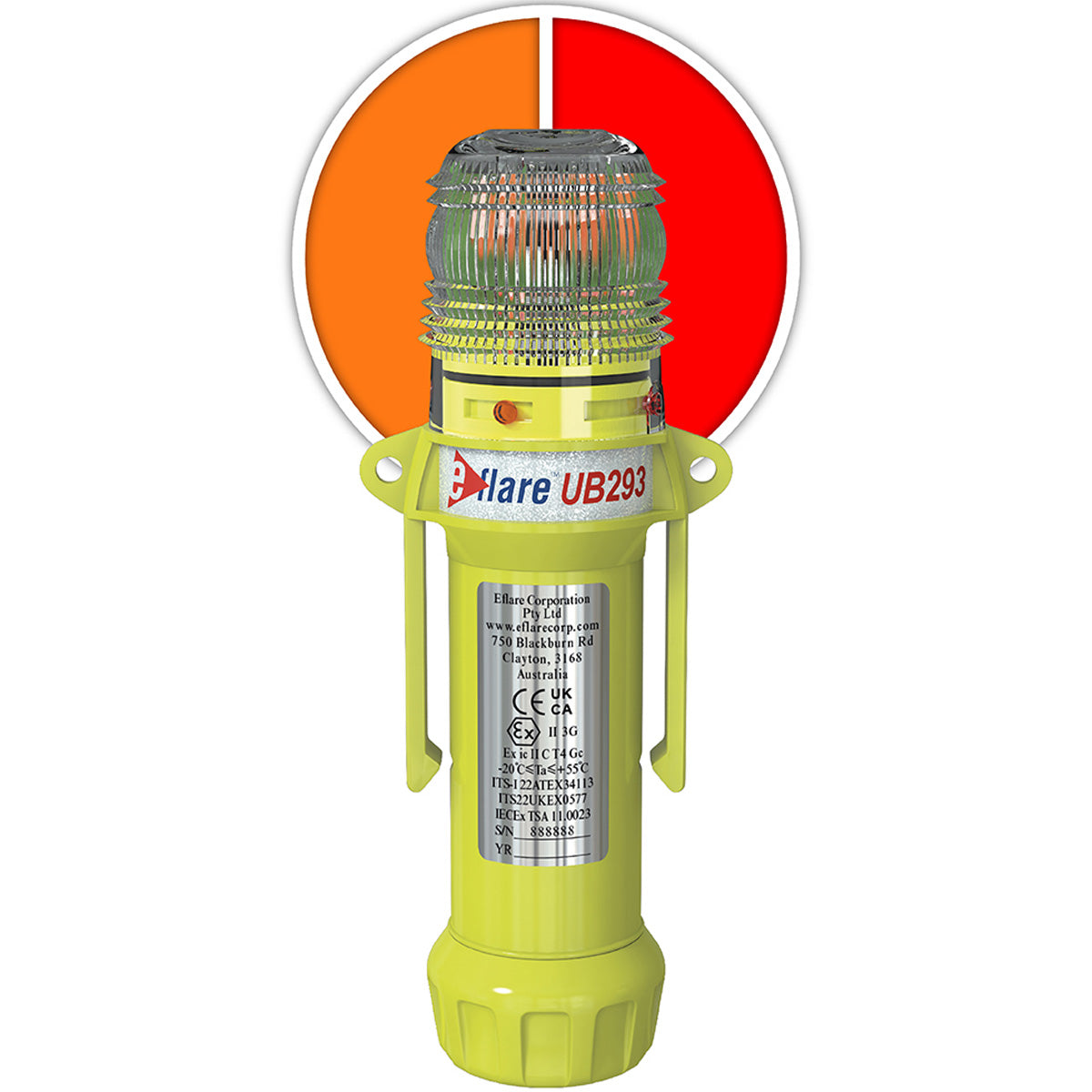 Eflare E-Flare Beacon 8" Safety & Emergency - Alternating Red/Amber - Amber - 1/EA - 440-PIP-939-UB293-R/A