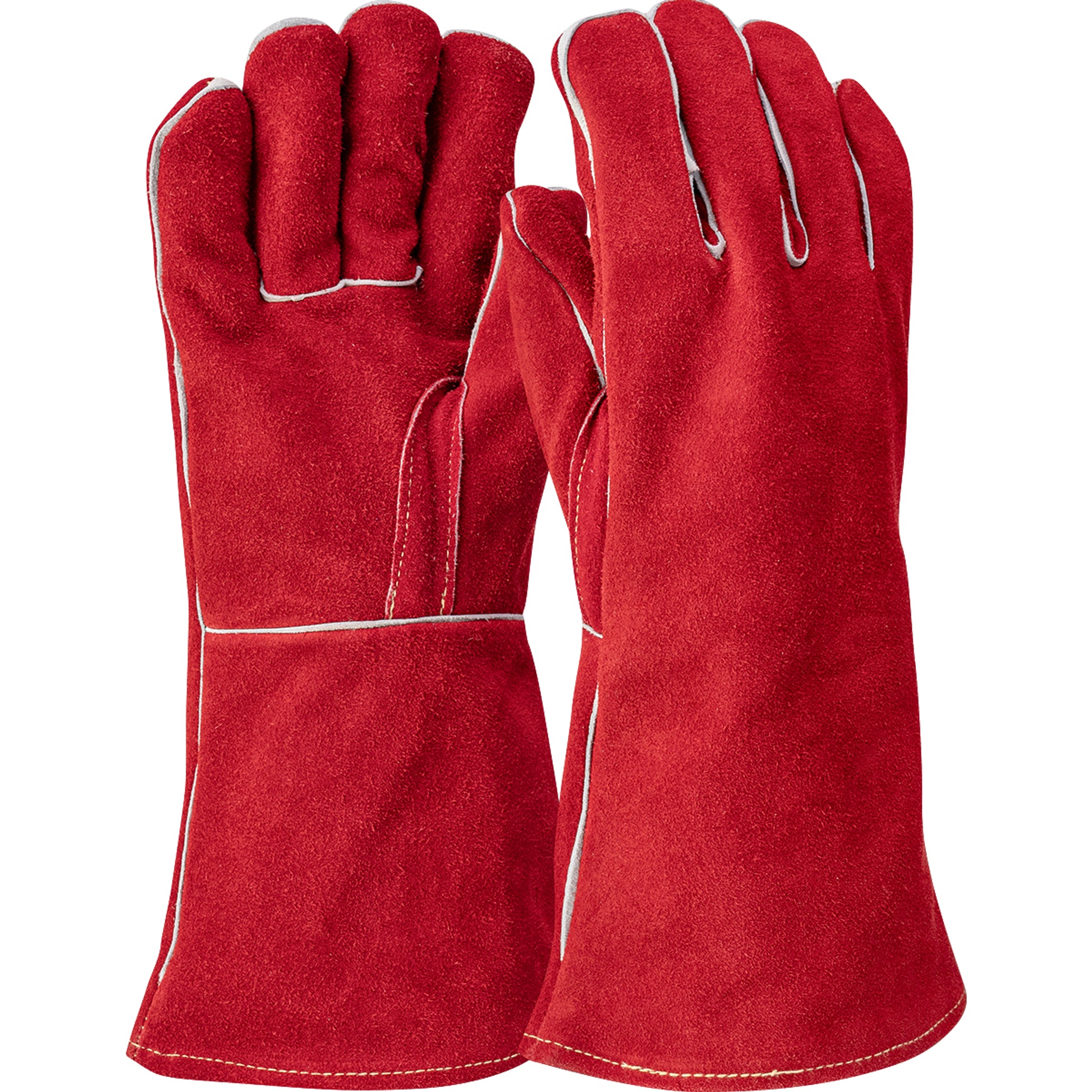 Ironcat Superior Grade Split Cowhide Leather Welder's Glove w/Cotton Lining & DuPont Kevlar Stitching - Red - 1/DZ - 330-WC9400