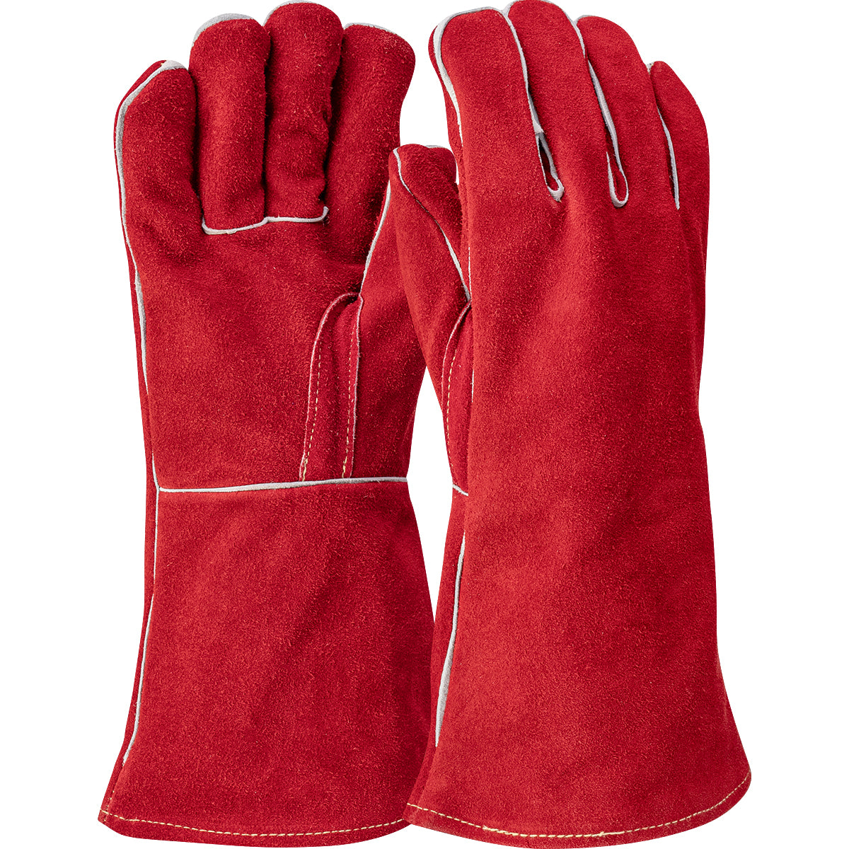 Ironcat Superior Grade Split Cowhide Leather Welder's Glove w/Cotton Lining & DuPont Kevlar Stitching - Red - 1/DZ - 330-WC9400