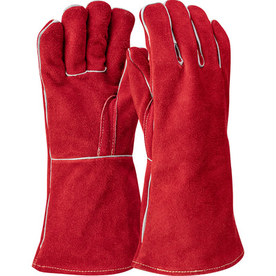 Ironcat Superior Grade Split Cowhide Leather Welder's Glove w/Cotton Lining & DuPont Kevlar Stitching - Red - 1/DZ - 330-WC9400