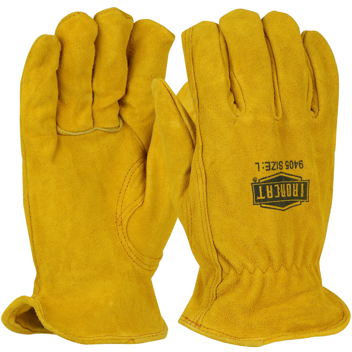 Ironcat Premium Grade Split Cowhide Leather Drivers Glove - Keystone Thumb - Brown - 12/PR - 9405