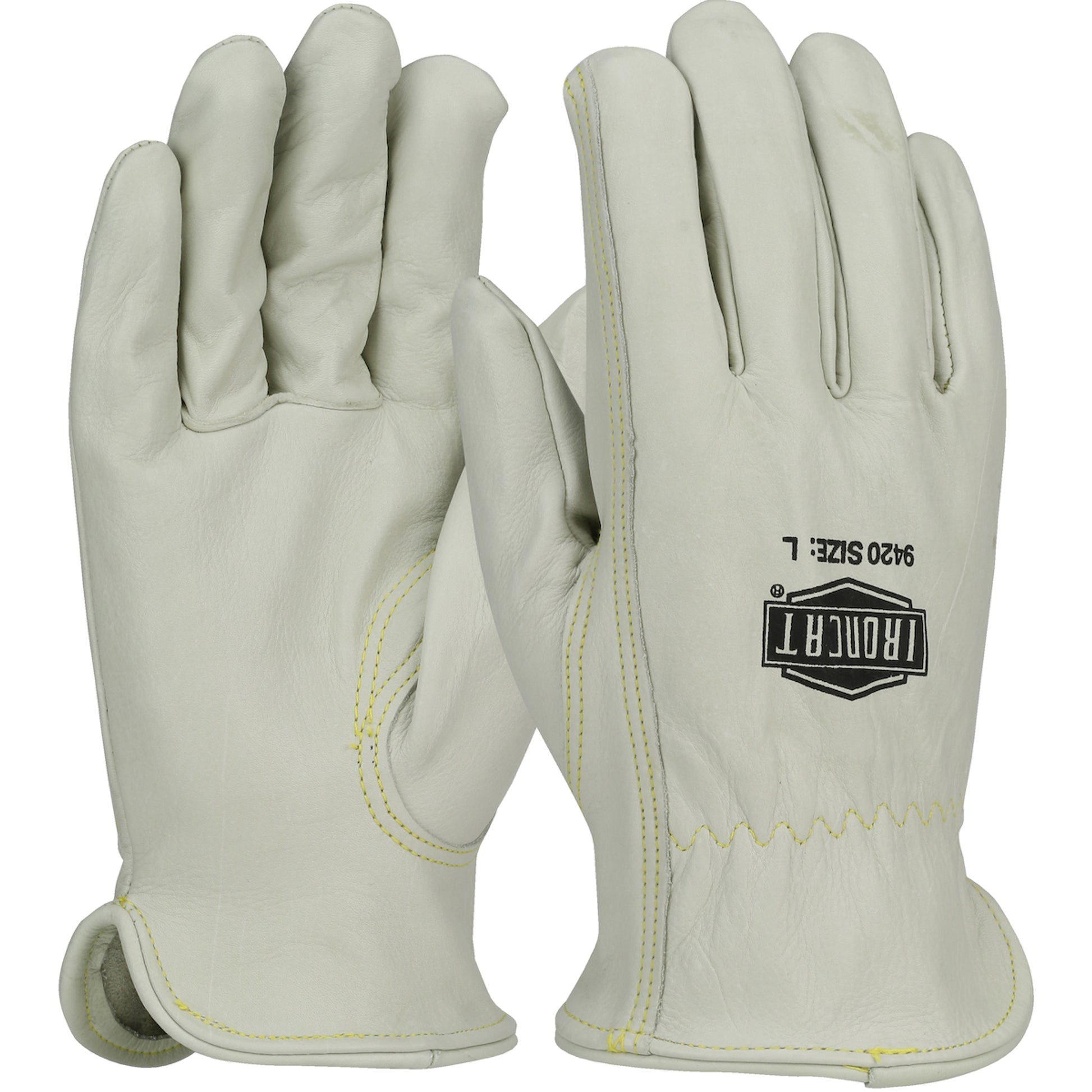 Ironcat Premium Grade Top Grain Cowhide Leather Drivers Glove - Keystone Thumb - Natural - 12/PR - 9420