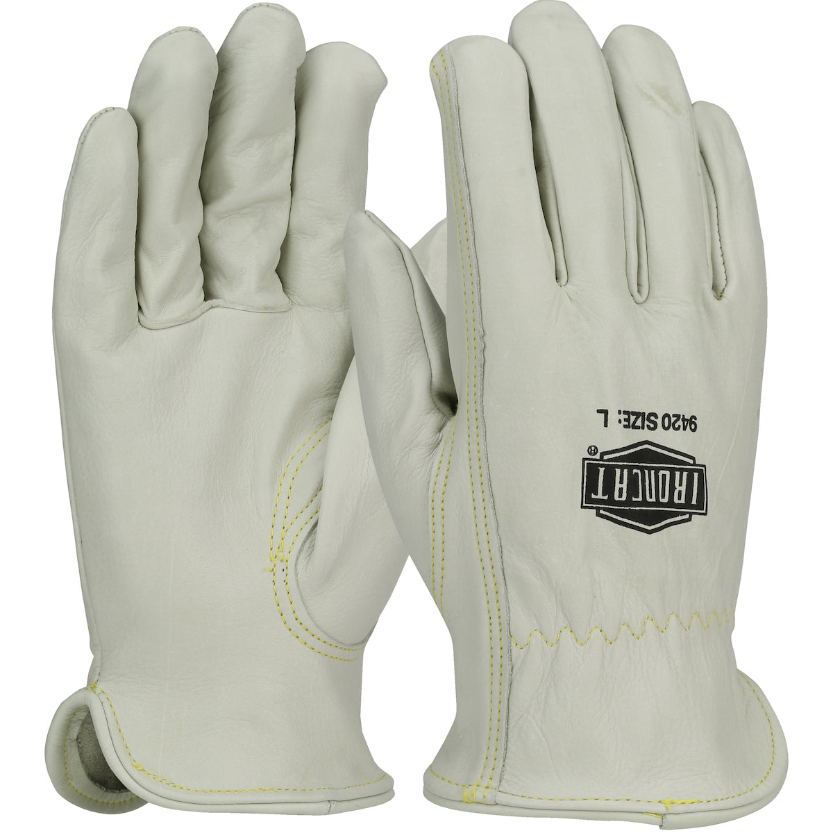 Ironcat Premium Grade Top Grain Cowhide Leather Drivers Glove - Keystone Thumb - Natural - 12/PR - 9420